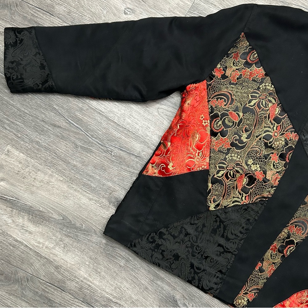 Vtg Chicos Asian Patchwork Jacket Red Brocade Man… - image 11